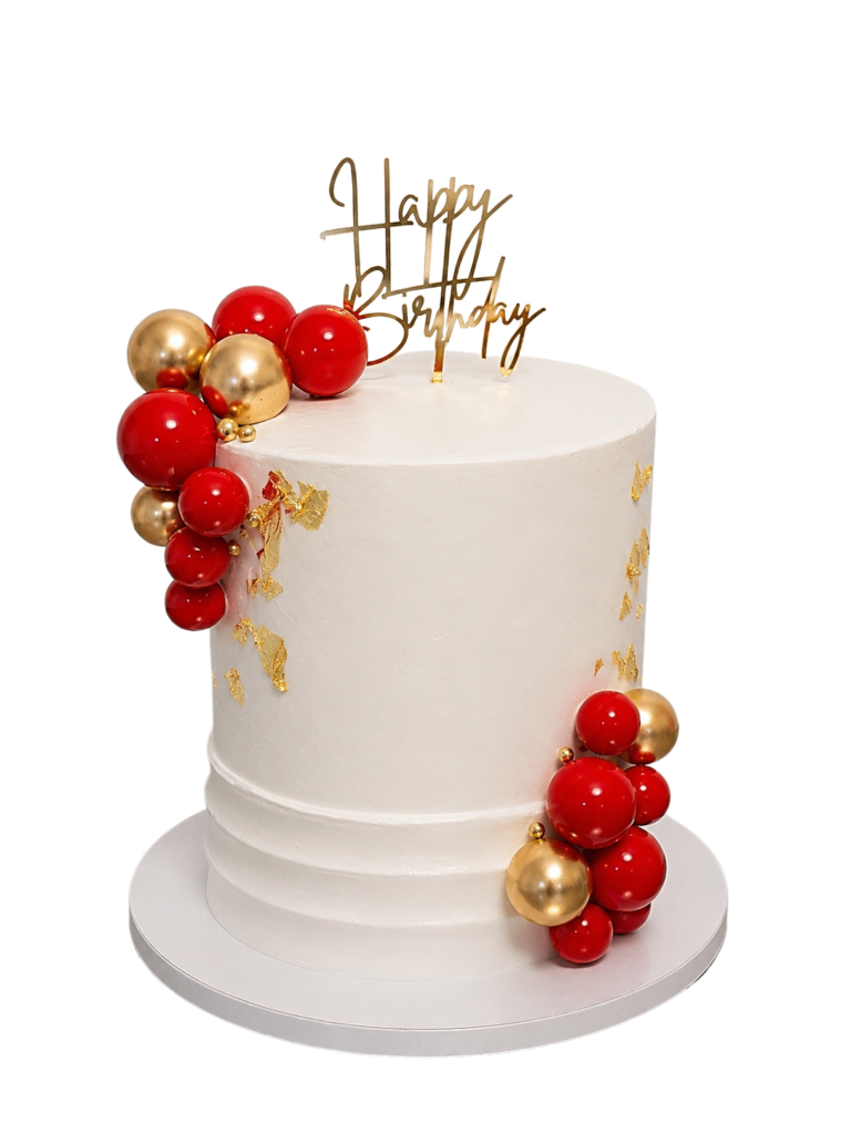 Dominican Cake Red & Gold Balloons by The Cake Studio NY