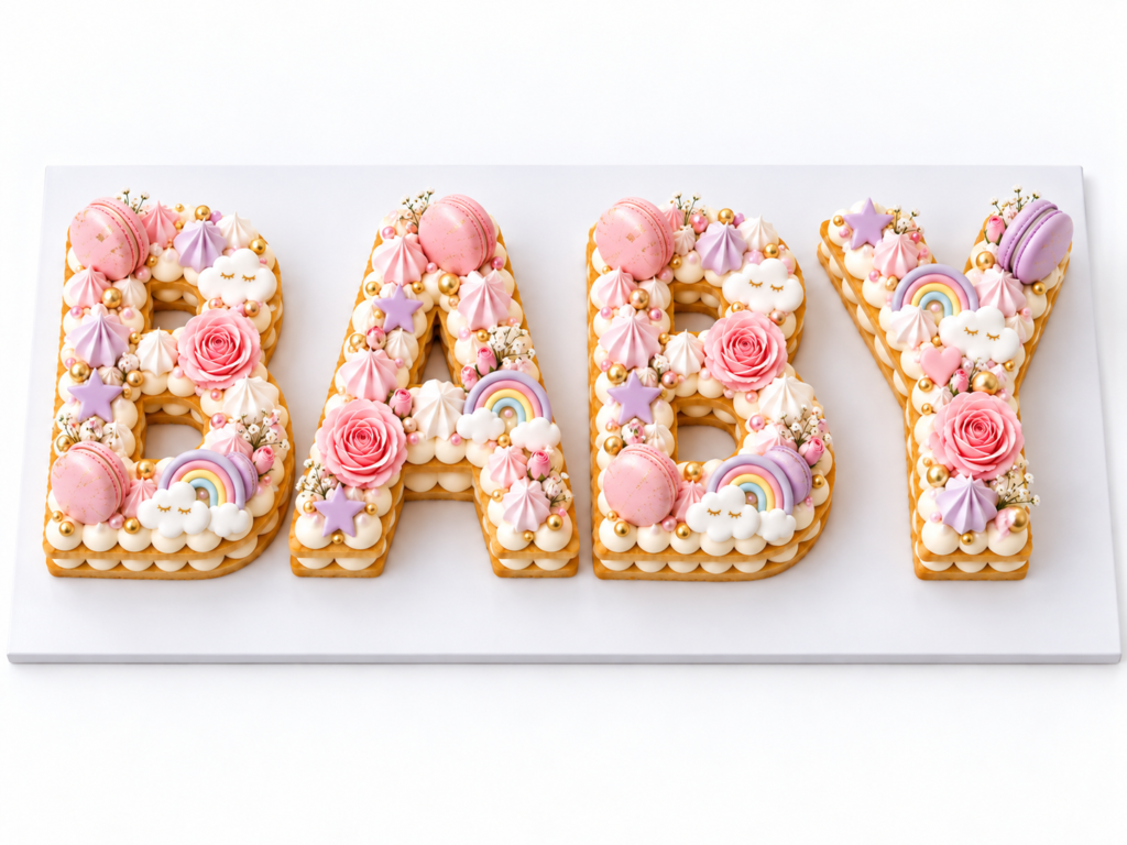 Baby Shower BABY Letters Cookie Tart Cut-Out by The Cake Studio NY