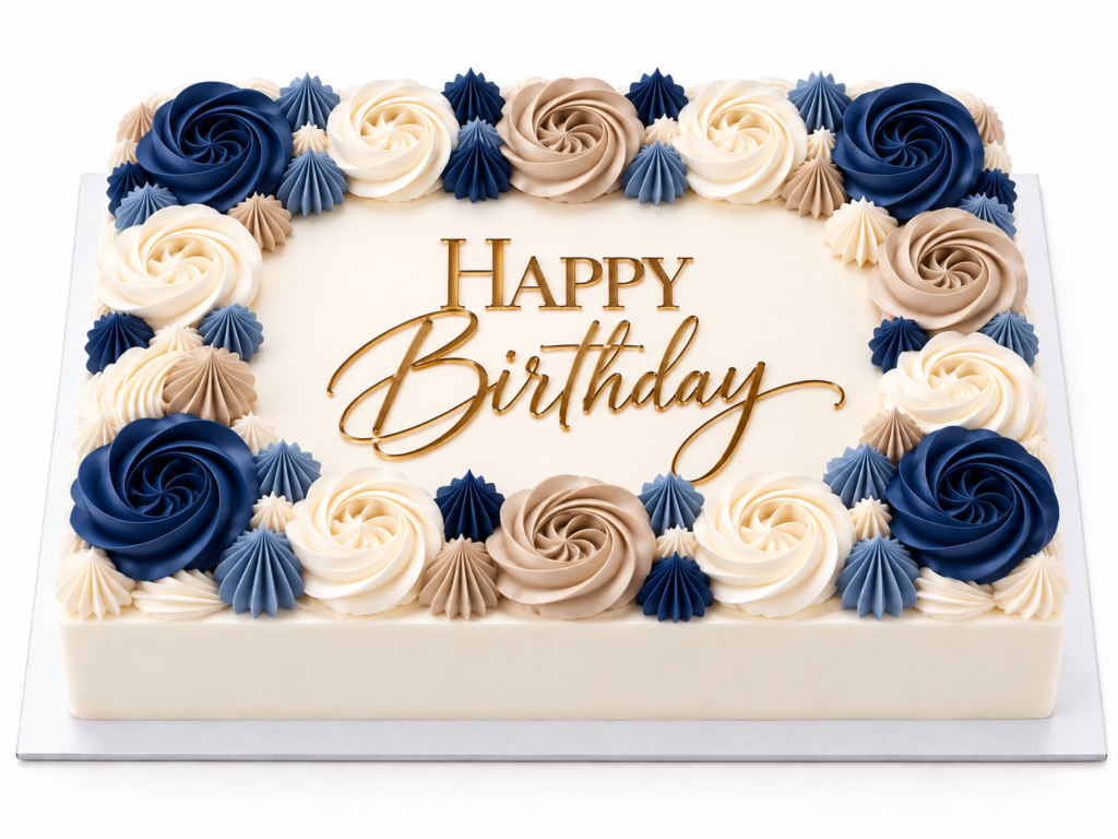 Blue Men's Dominican Half Sheet Birthday Cake by The Cake Studio NY