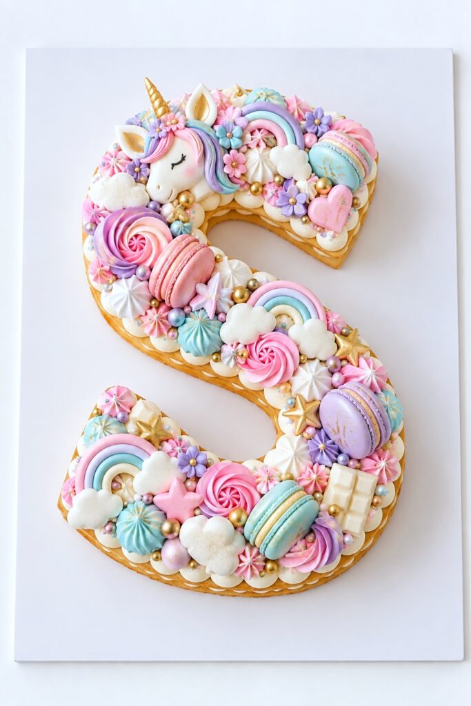 Letter S Cut-Out Birthday Cake by The Cake Studio NY