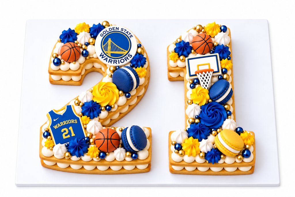 Number 21 San Francisco Warriors Theme Cookie Tart Cut-Out by The Cake Studio NY