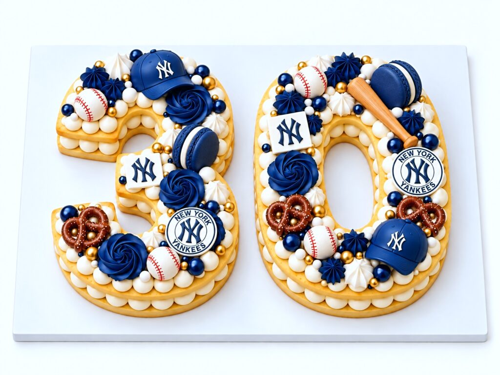 Number 30 NY YANKEES Theme Cookie Tart Cut-Out by The Cake Studio NY
