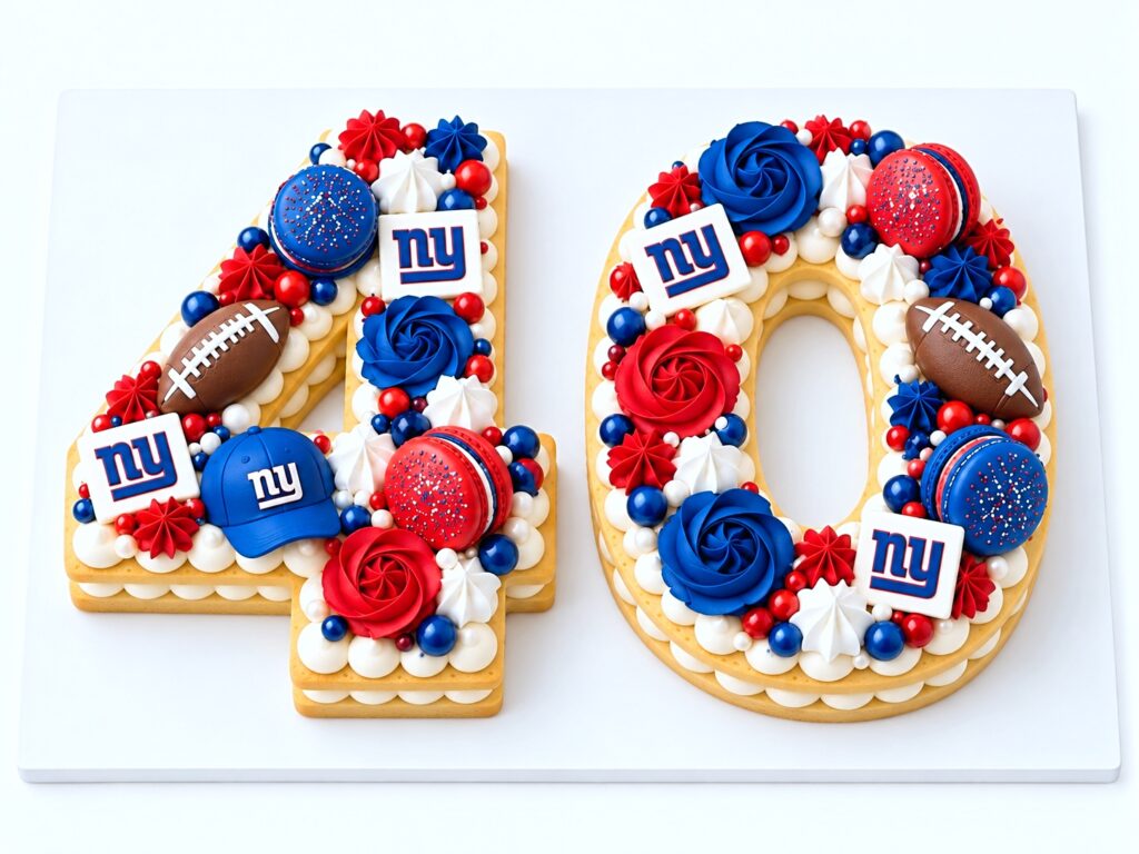 Number 40 NY GIANTS Theme Cookie Tart Cut-Out by The Cake Studio NY