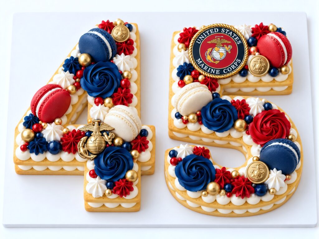 Number 45 USA MARINE Theme Cookie Tart Cut-Out by The Cake Studio NY