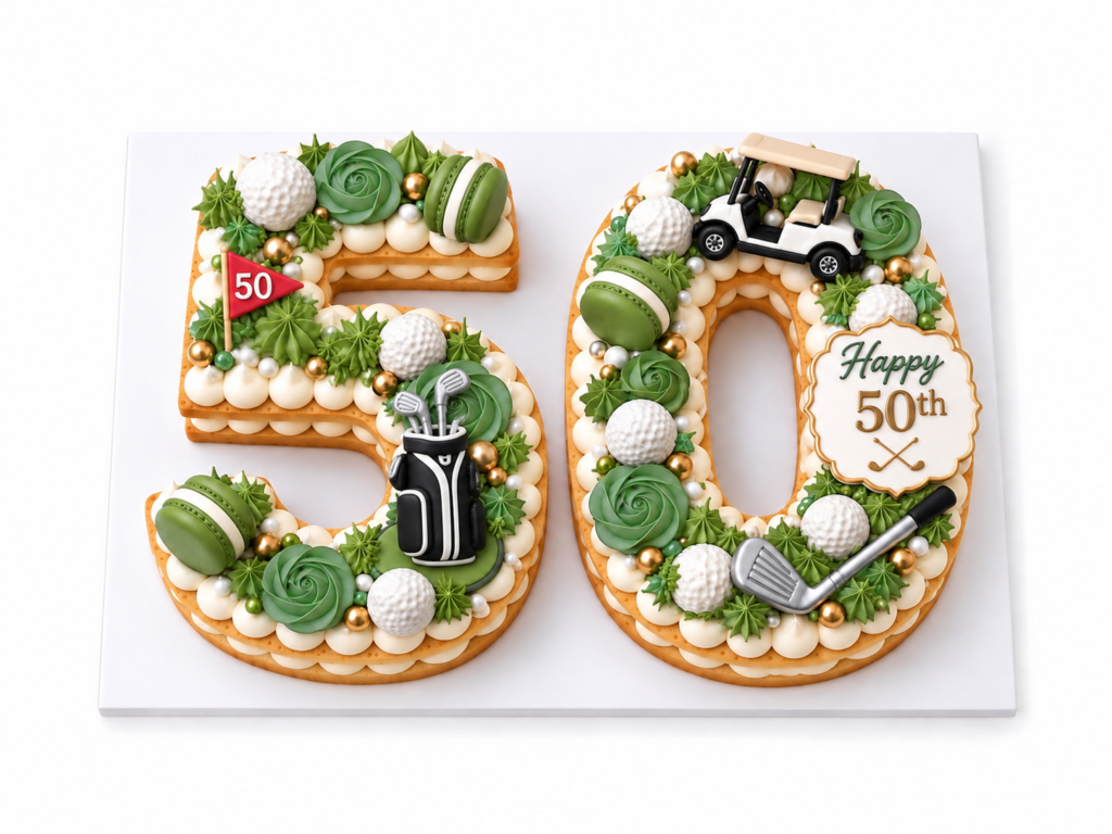 Number 50 Golf Theme Birthday Cookie Tart Cut-Out by The Cake Studio NY