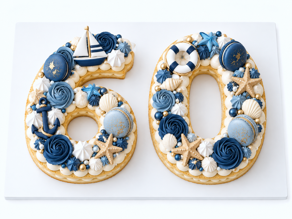 Number 60 Cut-Out Birthday Cake by The Cake Studio NY