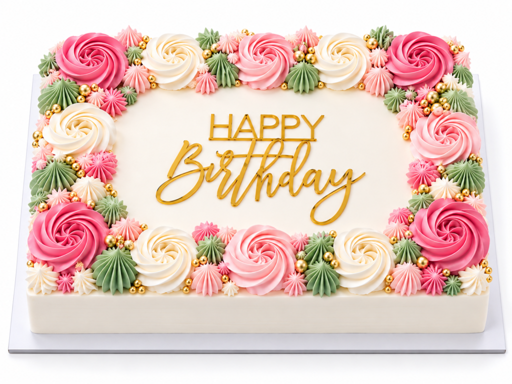 Pastel Colors Dominican Half Sheet Birthday Cake by The Cake Studio NY