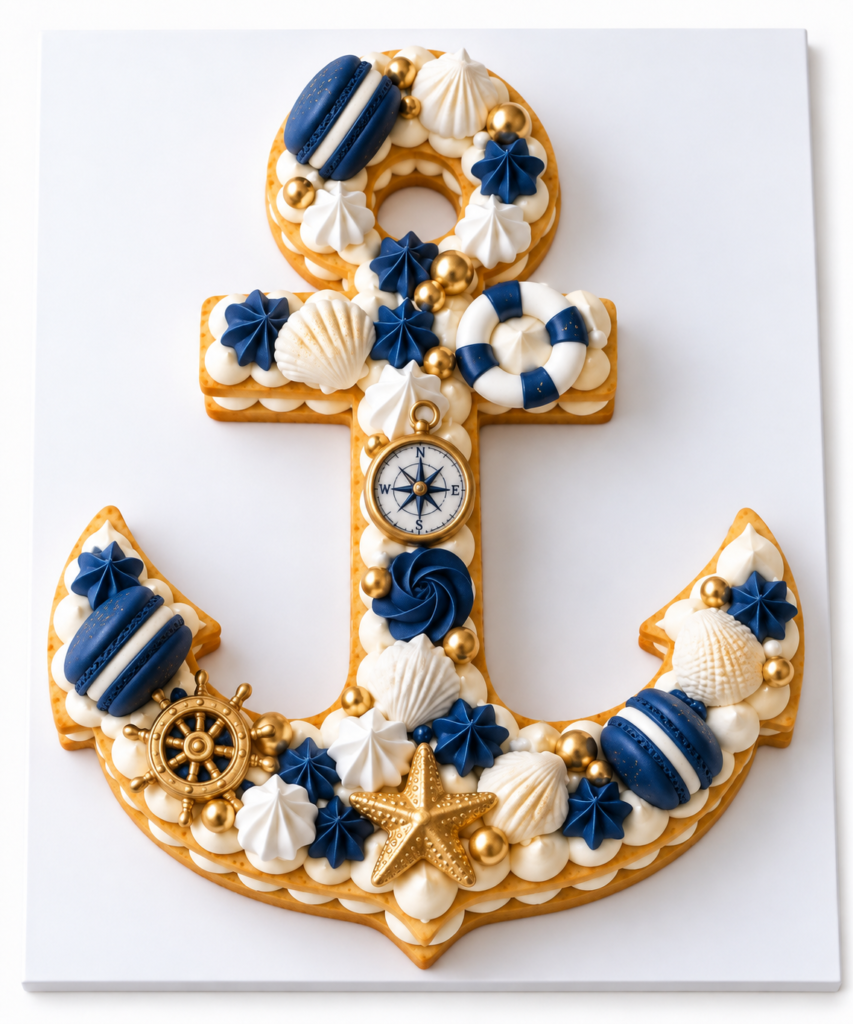 Sailors & Navy Theme Birthday Cookie Tart Cut-Out by The Cake Studio NY