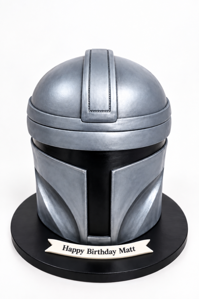 Star Wars Inspired Helmet Sculpted Cake by The Cake Studio NY