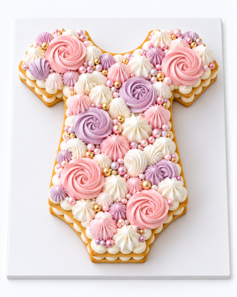 Baby Onesie Babie Shower Cut Out Cookie Tart - The Cake Studio NY