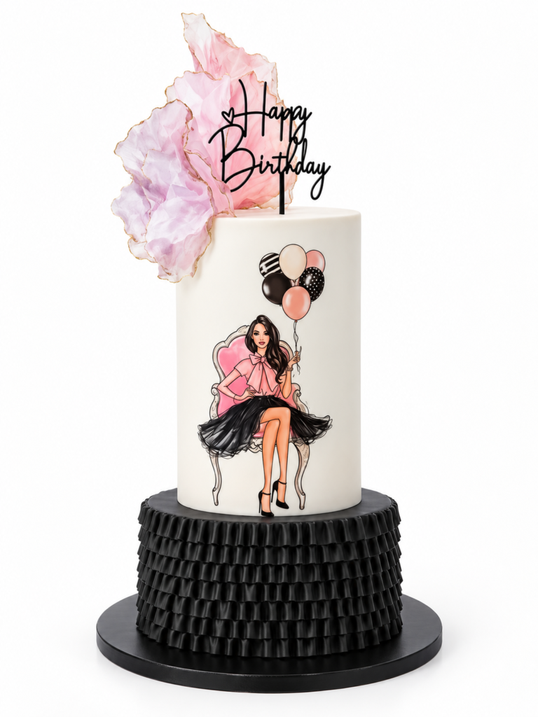 Elegant Fashionista Two Tier Birthday Cake - The Cake Studio NY