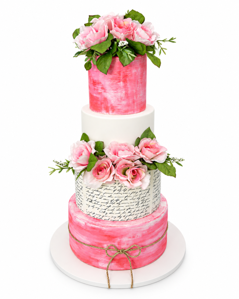 Elegant Pink Watercolor Floral Cake - The Cake Studio NY
