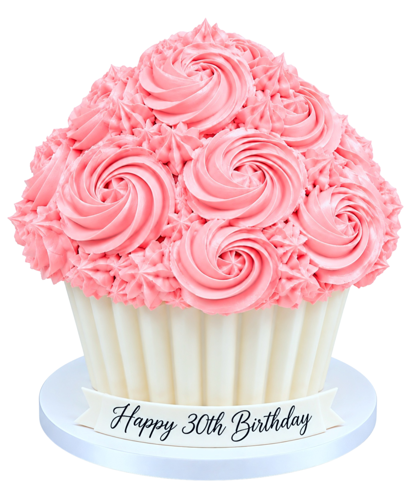 Giant Birthday Cupcake White Background - The Cake Studio NY