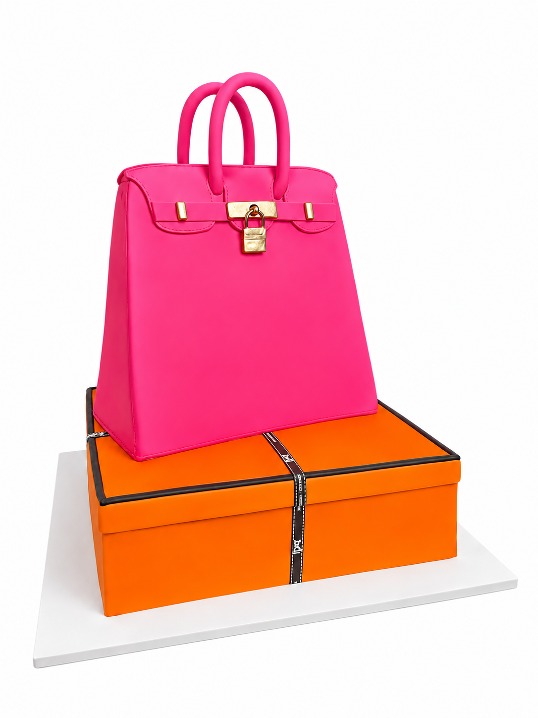 Luxury Handbag Cake on Orange Gift - The Cake Studio NY