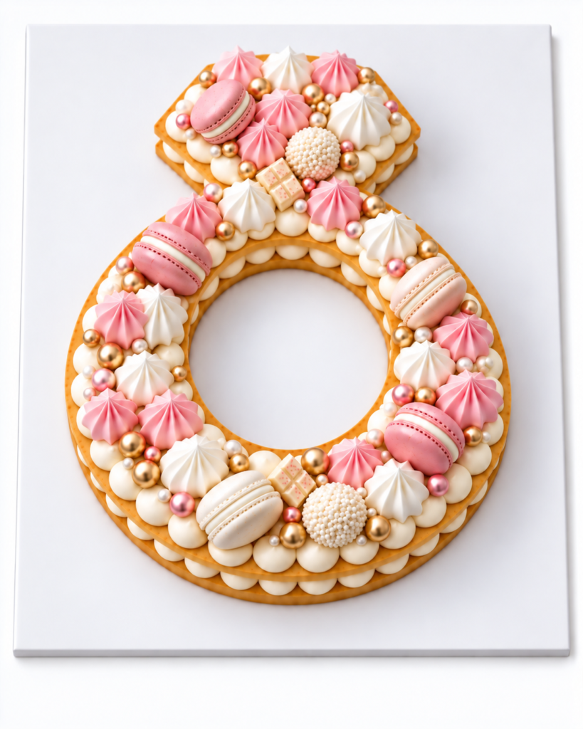 Pastel Pink Engagement Ring Pastel Colors Cut Out Cookie Tart - The Cake Studio NY