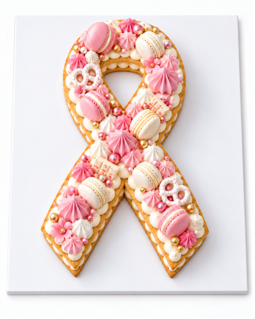 Pink Ribbon Cookie Tart - The Cake Studio NY