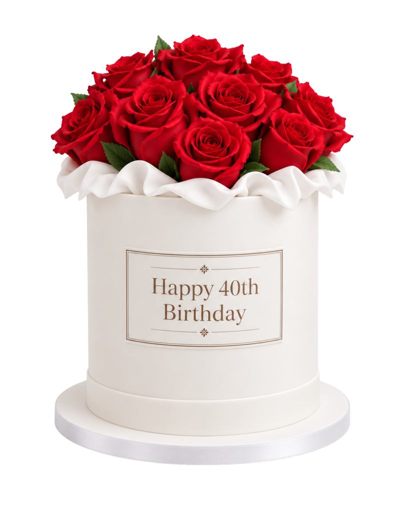 Red Rose Bouquet White Background - The Cake Studio NY